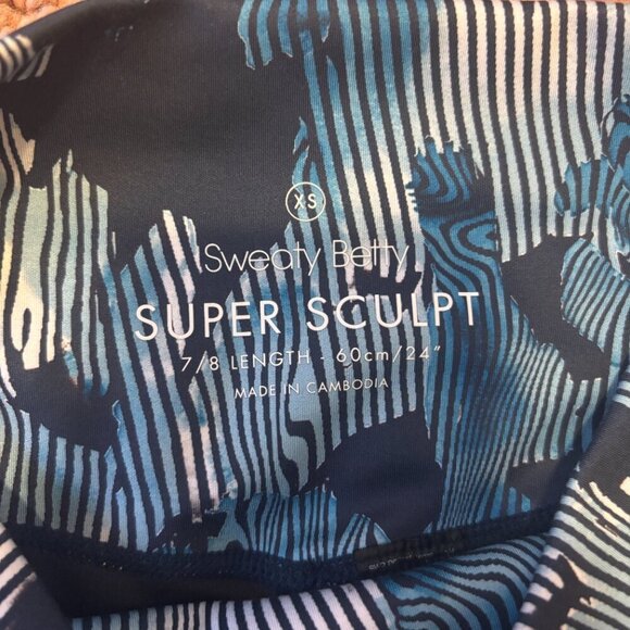 Sweaty Betty Super Sculpt 7/8 Length Women's Size XS Workout Leggings Blue Navy - Picture 3 of 3